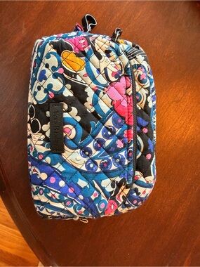 Vera Bradley Quilted Cosmetic Pouch in Blue, Pink, Black & Cream